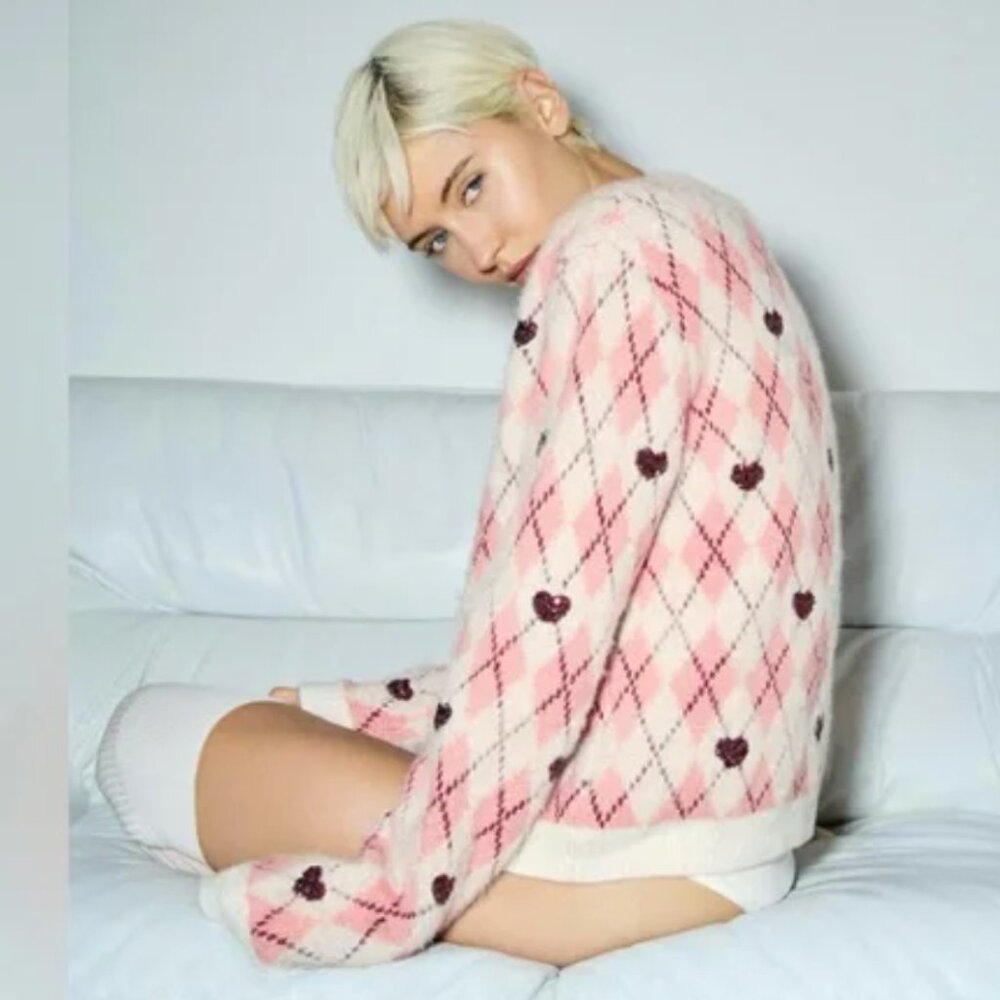 ZARA HEART JACQUARD KNIT SWEATER NWT
